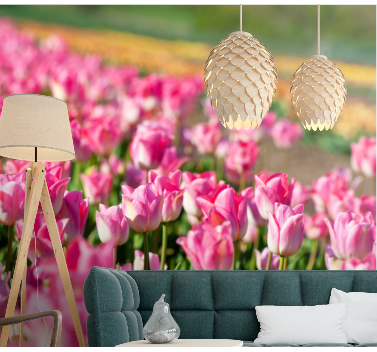 Tapisserie tulipes champ de fleurs vibrantes - TenStickers