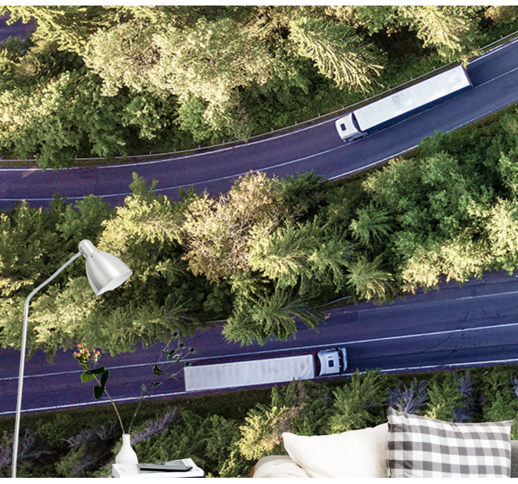 Tapisserie véhicule camions sur l'autoroute - TenStickers