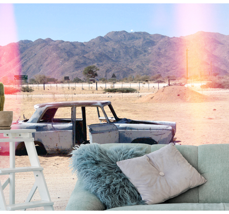 Tapisserie véhicule voiture classique abandonnée - TenStickers