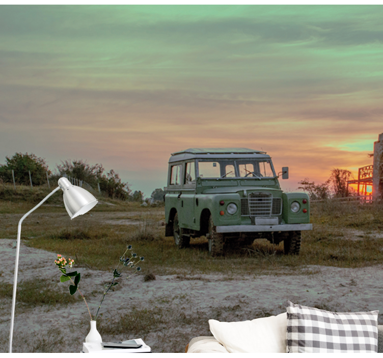 Tapisserie véhicule voiture classique verte - TenStickers