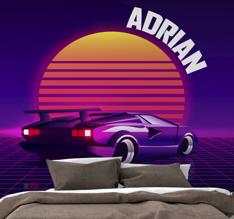 Tapisserie véhicule voiture de course rétro - TenStickers