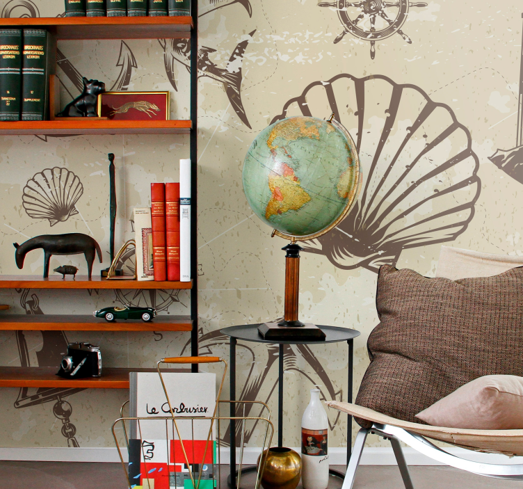 Tapisserie villes et pays éléments nautiques côtiers - TenStickers