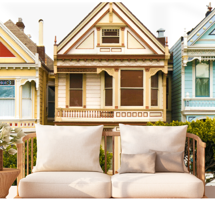 Tapisserie villes et pays extérieur des maisons victoriennes - TenStickers