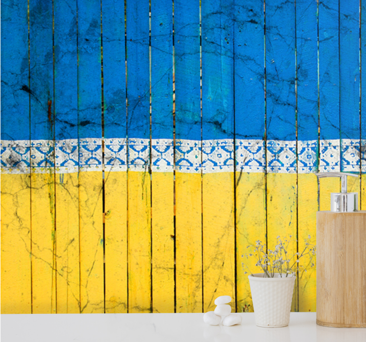 Tapisserie villes et pays motif de planches en bois - TenStickers