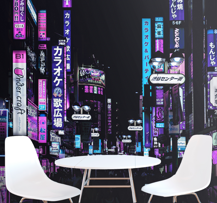 Tapisserie villes et pays neon tokyo streets - TenStickers