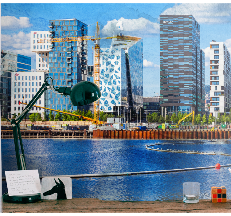 Tapisserie villes et pays paysage urbain moderne - TenStickers