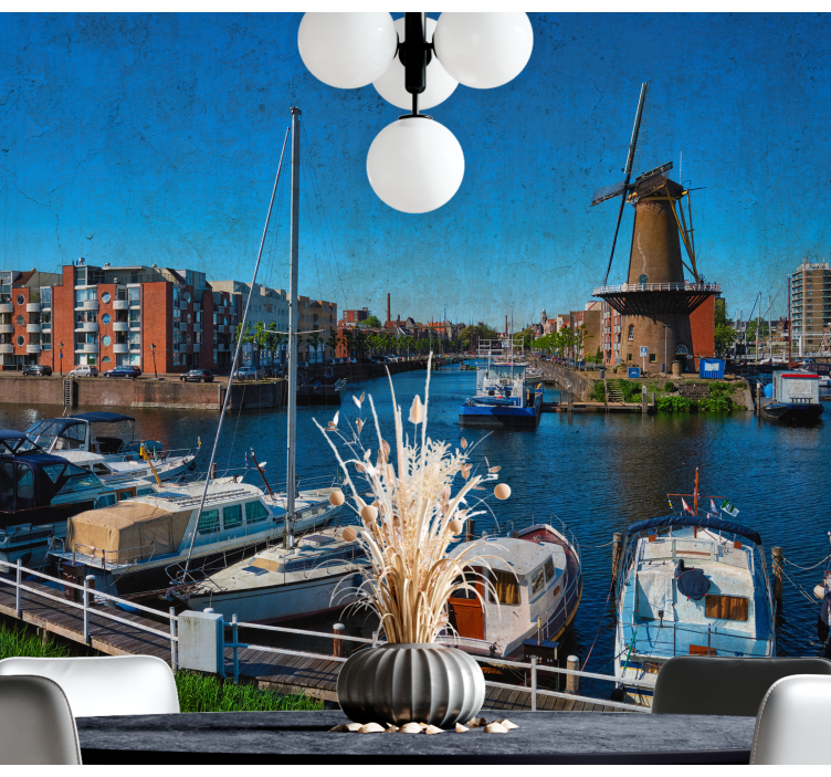 Tapisserie villes et pays perspective des canaux d'amsterdam - TenStickers