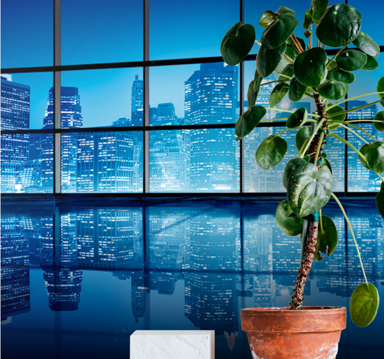 Tapisserie villes et pays reflet de paysage urbain - TenStickers