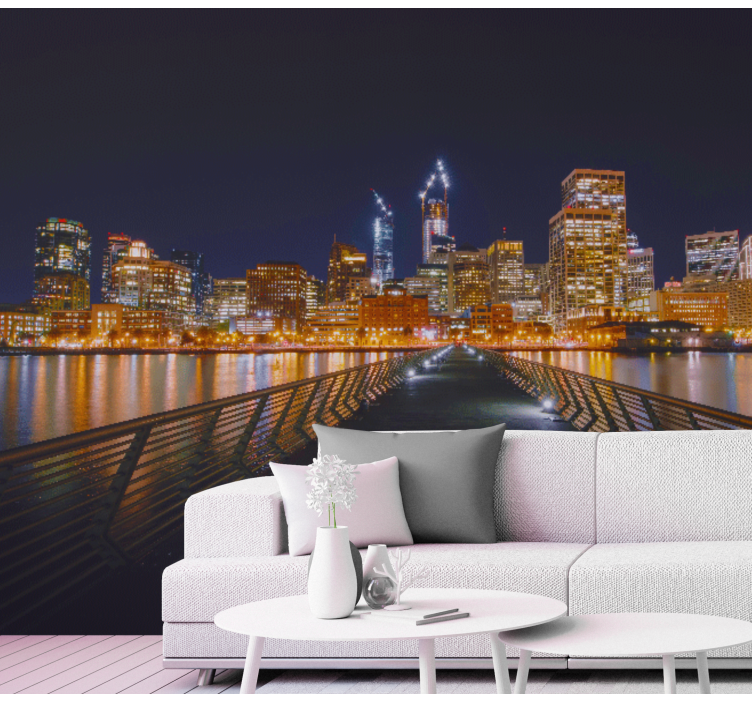 Tapisserie villes et pays reflet de skyline urbaine - TenStickers