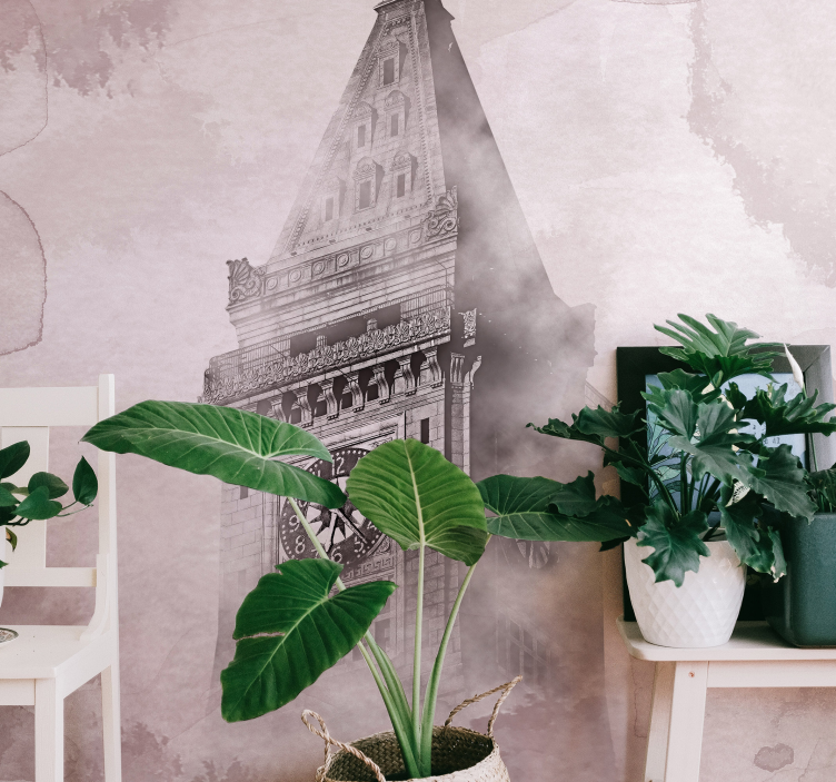 Tapisserie villes et pays tour de l'horloge historique - TenStickers