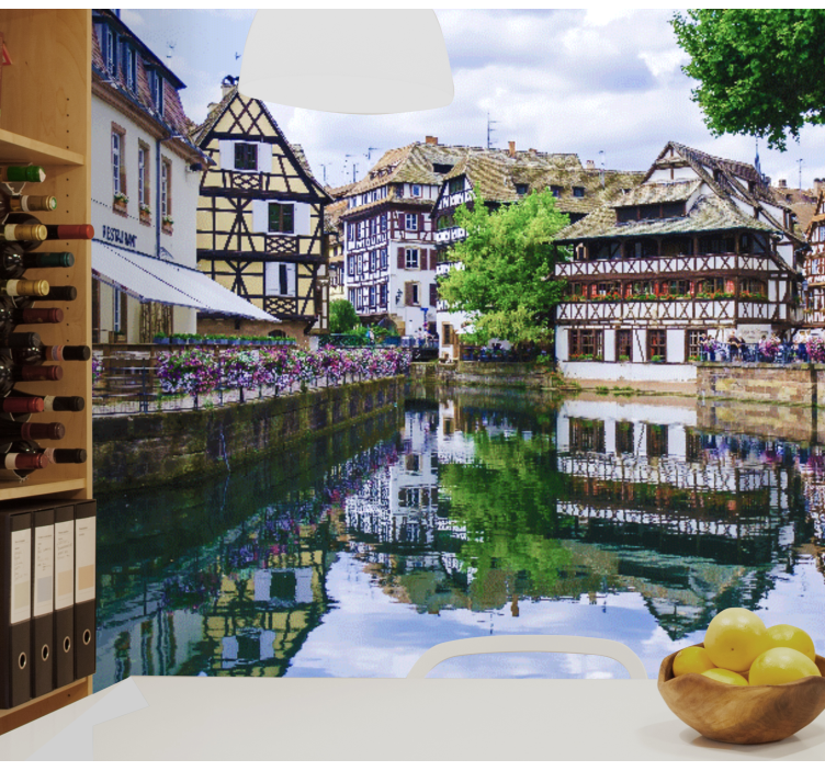 Tapisserie villes et pays village charmant au bord de l'eau - TenStickers