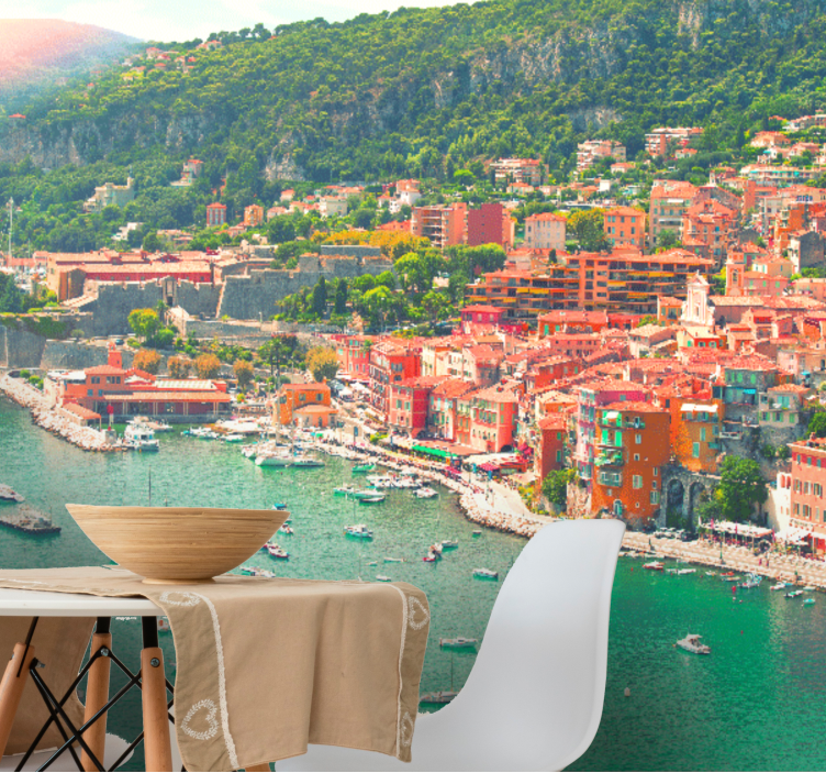 Tapisserie villes et pays village côtier en perspective - TenStickers