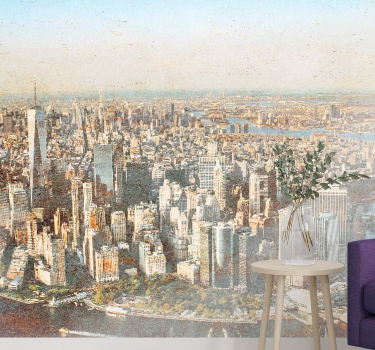 Tapisserie villes et pays vue aérienne manhattan - TenStickers