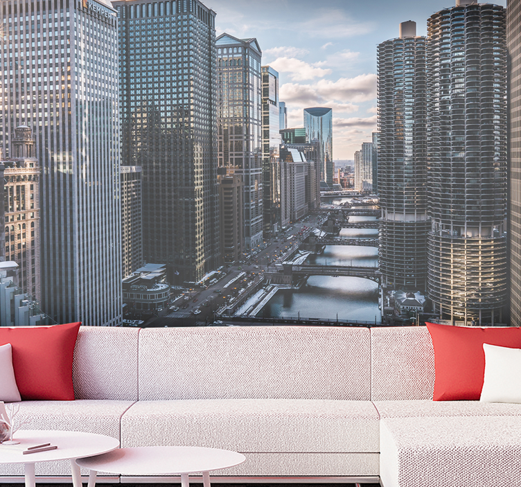 Tapisserie villes et pays vue sur la skyline de chicago - TenStickers