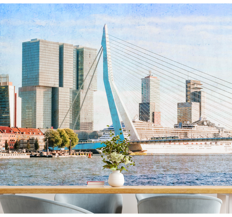 Tapisserie villes et pays vue sur la skyline de rotterdam - TenStickers