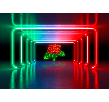 Papier peint 3D silhouette de néon rose et vert - TenStickers