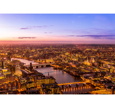 Tapisserie salon scène aérienne du crépuscule de londres - TenStickers