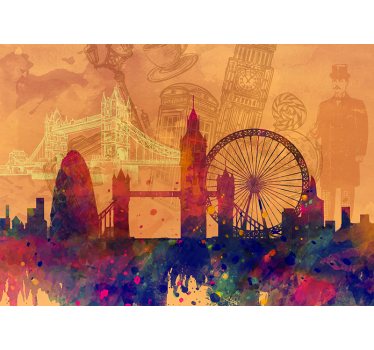 Tapisserie villes et pays silhouette historique - TenStickers