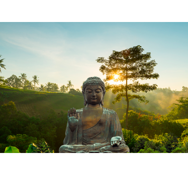 Papier peint bouddha méditant dans la nature paysage - TenStickers