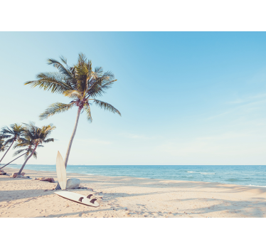 stickers photo plage tropicale avec palmier paysage - TenStickers