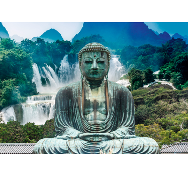 Papier peint zen paysage cascade bouddha - TenStickers