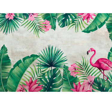 Tapisserie autres fleurs flore tropicale flamant - TenStickers