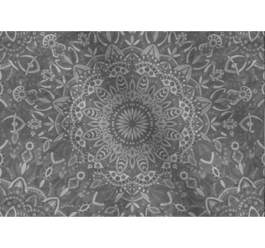 Papier peint zen mandala fleurs grises - TenStickers