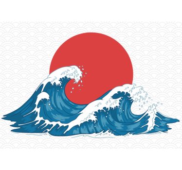 Photo murale Eau de mer vintage vague japonaise - TenStickers