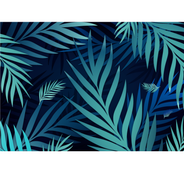 Papier peint panoramique feuilles couleur bleu électrique - TenStickers