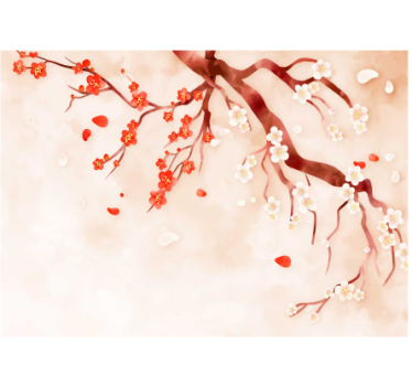 Tapisserie fleur branche de fleurs de cerisier - TenStickers