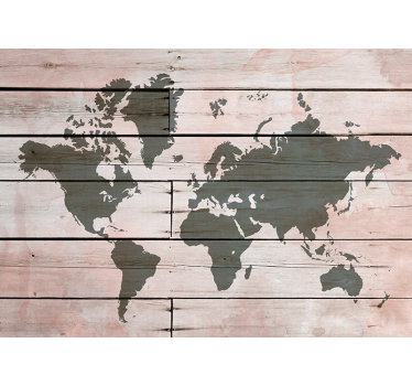 Papier peint mural mappemonde Planche de bois colorée - TenStickers