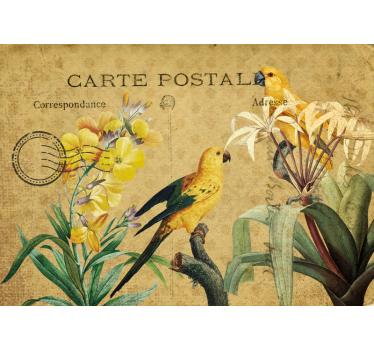 Tapisserie autres fleurs perroquets et flore vintage - TenStickers