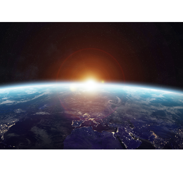 Papier peint 3d paysage le soleil se lève derrière la terre - TenStickers