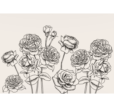 Tapisserie fleur design élégant de roses - TenStickers