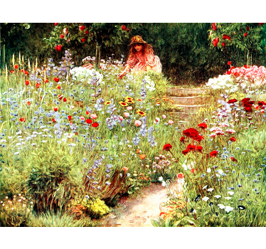 Tapisserie fleur scène de chemin de jardin - TenStickers