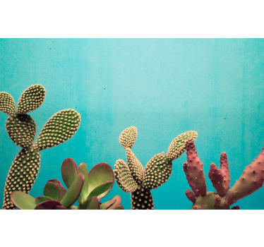 Tapisserie murale cactus sur fond bleu - TenStickers