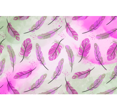 Tapisserie murale style plumes rose fuchsia - TenStickers