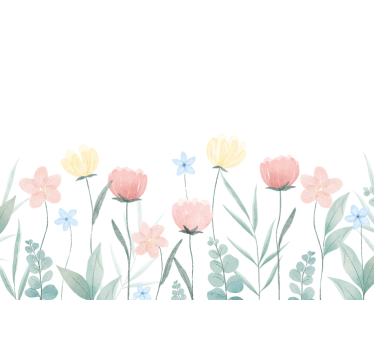 Papier peint panoramique coquelicots et jonquilles - TenStickers