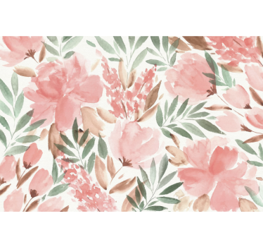 Papier peint panoramique florale rose et vert - TenStickers