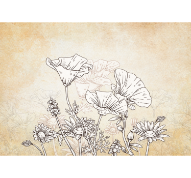 Papier peint salon coquelicots prairie d'époque - TenStickers