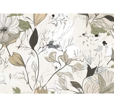 Tapisserie murale salle de bain fleurs et feuilles - TenStickers