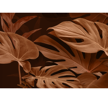 Papier peint panoramique terracotta grandes feuilles denses - TenStickers