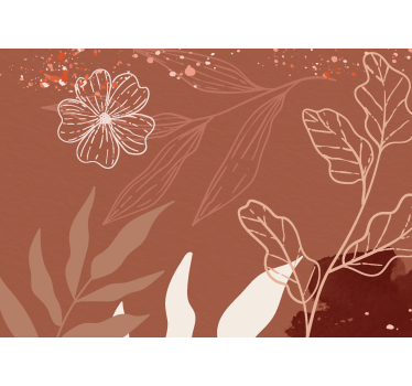 Papier peint terracotta feuilles minimaliste - TenStickers