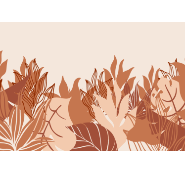 Papier peint salon terracotta feuilles minimalistes - TenStickers