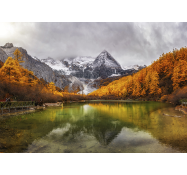 Papier peint montagne lac et rochers - TenStickers