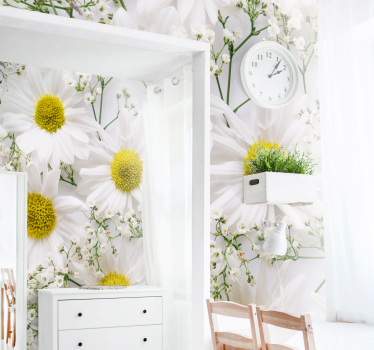 Tapisserie fleur bouquet de marguerites blanches - TenStickers