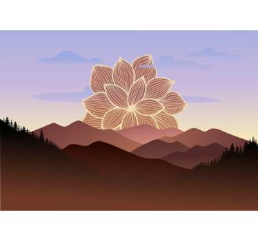 Tapisserie fleur illustration de fleur de lotus - TenStickers