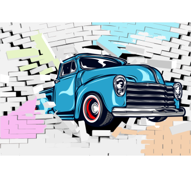 Tapisserie murale voitures vintage fantaisie - TenStickers