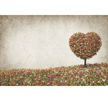 Tapisserie printemps arbre en forme de coeur - TenStickers