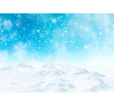 Tapisserie salon Flocons de neige sur un paysage bleu - TenStickers